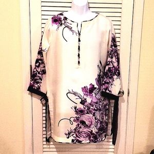 HSY White & Purple Floral Kurta